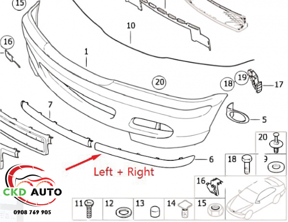 Protective rubber strip - Nẹp chỉ cản trước xe bmw E46 - Hàng mới 100% Part number: 51118195289-51118195290